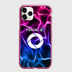 Чехол iPhone 11 Pro матовый Portal неоновые волны, цвет: 3D-малиновый