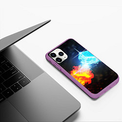 Чехол iPhone 11 Pro матовый Битва огня и воды, цвет: 3D-фиолетовый — фото 2