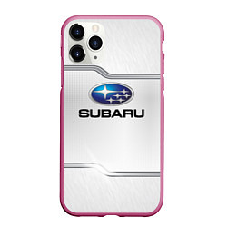 Чехол iPhone 11 Pro матовый Subaru auto steel metal, цвет: 3D-малиновый