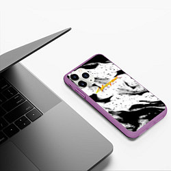 Чехол iPhone 11 Pro матовый Cyberpunk 2077 fire black, цвет: 3D-фиолетовый — фото 2