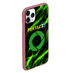 Чехол iPhone 11 Pro матовый Portal green flame, цвет: 3D-малиновый — фото 2