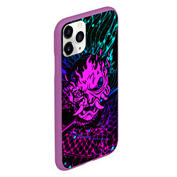 Чехол iPhone 11 Pro матовый Cyberpunk 2077 dragon neon, цвет: 3D-фиолетовый — фото 2