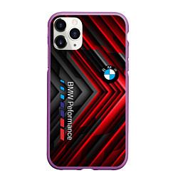 Чехол iPhone 11 Pro матовый BMW geometry stripes red, цвет: 3D-фиолетовый