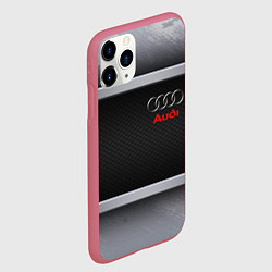 Чехол iPhone 11 Pro матовый Audi metal texture, цвет: 3D-малиновый — фото 2