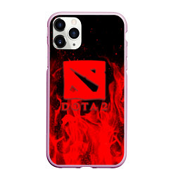 Чехол iPhone 11 Pro матовый DOTA 2 лого в огне, цвет: 3D-розовый