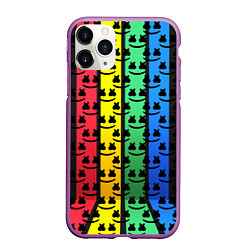 Чехол iPhone 11 Pro матовый Marshmello neon music dj