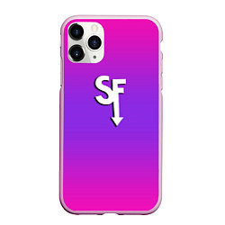 Чехол iPhone 11 Pro матовый Sally Face neon gradient, цвет: 3D-розовый