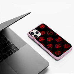 Чехол iPhone 11 Pro матовый Twenty one pilots rose pattern, цвет: 3D-розовый — фото 2