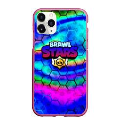 Чехол iPhone 11 Pro матовый Brawl stars neon gradient