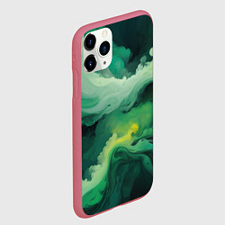 Чехол iPhone 11 Pro матовый Изумрудные волны, цвет: 3D-малиновый — фото 2