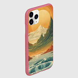 Чехол iPhone 11 Pro матовый В теплых горах на закате, цвет: 3D-малиновый — фото 2