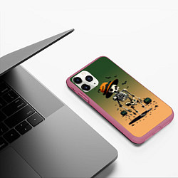 Чехол iPhone 11 Pro матовый Funny skeleton - ai art fantasy, цвет: 3D-малиновый — фото 2