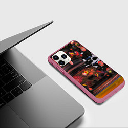 Чехол iPhone 11 Pro матовый Оптические фигуры абстракция, цвет: 3D-малиновый — фото 2