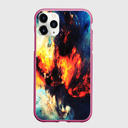 Чехол iPhone 11 Pro матовый Абстрактный космос текстура, цвет: 3D-малиновый