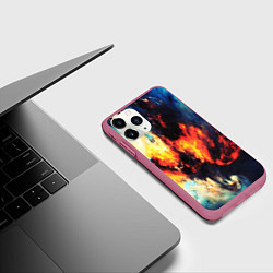Чехол iPhone 11 Pro матовый Абстрактный космос текстура, цвет: 3D-малиновый — фото 2