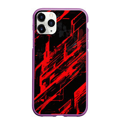 Чехол iPhone 11 Pro матовый Red stripes on a black background