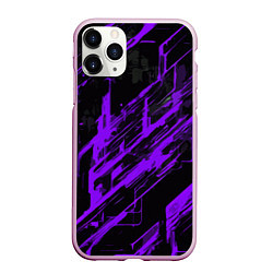 Чехол iPhone 11 Pro матовый Purple stripes on a black background