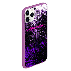 Чехол iPhone 11 Pro матовый Cyberpunk брызги красок, цвет: 3D-фиолетовый — фото 2