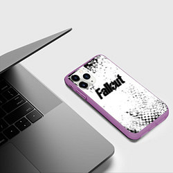 Чехол iPhone 11 Pro матовый Fallout game краски, цвет: 3D-фиолетовый — фото 2