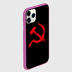 Чехол iPhone 11 Pro матовый СССР логотип серп и молот, цвет: 3D-фиолетовый — фото 2