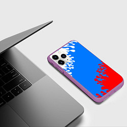 Чехол iPhone 11 Pro матовый Российская федерация - флаг, цвет: 3D-фиолетовый — фото 2