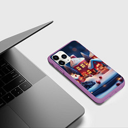 Чехол iPhone 11 Pro матовый Объемный новогодний городок, цвет: 3D-фиолетовый — фото 2