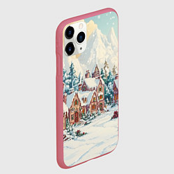 Чехол iPhone 11 Pro матовый Сказочный новогодний городок, цвет: 3D-малиновый — фото 2