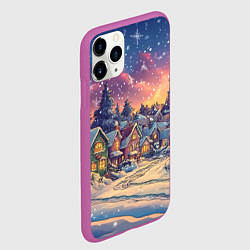 Чехол iPhone 11 Pro матовый Снегопад в ночном городе, цвет: 3D-фиолетовый — фото 2