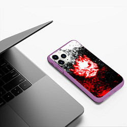 Чехол iPhone 11 Pro матовый Cyberpunk брызги красок, цвет: 3D-фиолетовый — фото 2