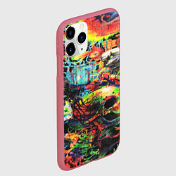 Чехол iPhone 11 Pro матовый Кислотные рисунки психоделика, цвет: 3D-малиновый — фото 2