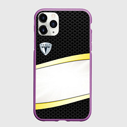 Чехол iPhone 11 Pro матовый Tesla carbon steel auto, цвет: 3D-фиолетовый