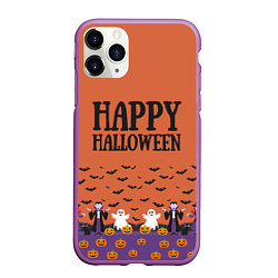 Чехол iPhone 11 Pro матовый Happy Halloween pattern