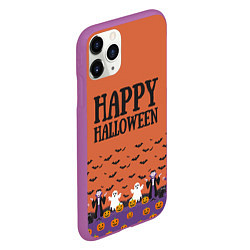 Чехол iPhone 11 Pro матовый Happy Halloween pattern, цвет: 3D-фиолетовый — фото 2