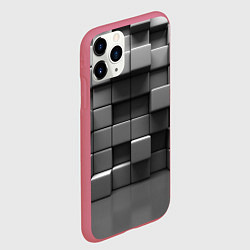 Чехол iPhone 11 Pro матовый Текстура кубы, цвет: 3D-малиновый — фото 2