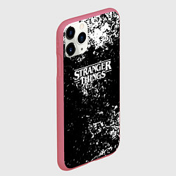Чехол iPhone 11 Pro матовый Stranger things брызги красок, цвет: 3D-малиновый — фото 2