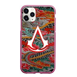 Чехол iPhone 11 Pro матовый Assassins Creed shadows japan, цвет: 3D-малиновый