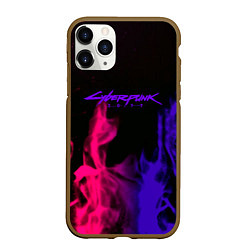 Чехол iPhone 11 Pro матовый Cyberpunk 2077 neon flame, цвет: 3D-коричневый