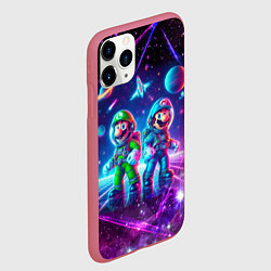 Чехол iPhone 11 Pro матовый Космонавты Марио и Луиджи покоряют космос - нейроа, цвет: 3D-малиновый — фото 2