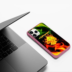 Чехол iPhone 11 Pro матовый Cyberpunk 2077 fere steel, цвет: 3D-малиновый — фото 2