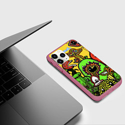 Чехол iPhone 11 Pro матовый Mario краски текстура, цвет: 3D-малиновый — фото 2
