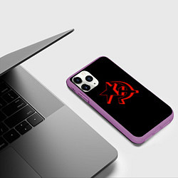 Чехол iPhone 11 Pro матовый СССР герб молот серп, цвет: 3D-фиолетовый — фото 2