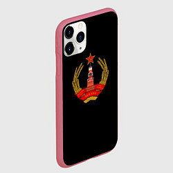 Чехол iPhone 11 Pro матовый СССР герб молот серп, цвет: 3D-малиновый — фото 2