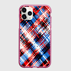 Чехол iPhone 11 Pro матовый Мелкая косая клетка, цвет: 3D-малиновый