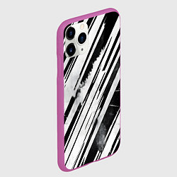 Чехол iPhone 11 Pro матовый Платиновые и черные полосы, цвет: 3D-фиолетовый — фото 2