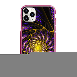 Чехол iPhone 11 Pro матовый Fractal illusion steel, цвет: 3D-малиновый