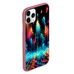 Чехол iPhone 11 Pro матовый Neon fantastic metropolis - vaporwave, цвет: 3D-малиновый — фото 2