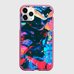 Чехол iPhone 11 Pro матовый Colors, цвет: 3D-малиновый