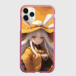 Чехол iPhone 11 Pro матовый Аниме на желтом фоне, цвет: 3D-малиновый