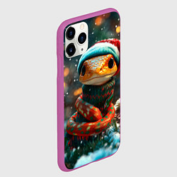 Чехол iPhone 11 Pro матовый Новогодняя змея у елочки, цвет: 3D-фиолетовый — фото 2