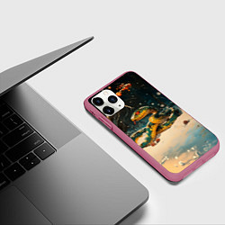 Чехол iPhone 11 Pro матовый Зеленая змея в ночном лесу, цвет: 3D-малиновый — фото 2